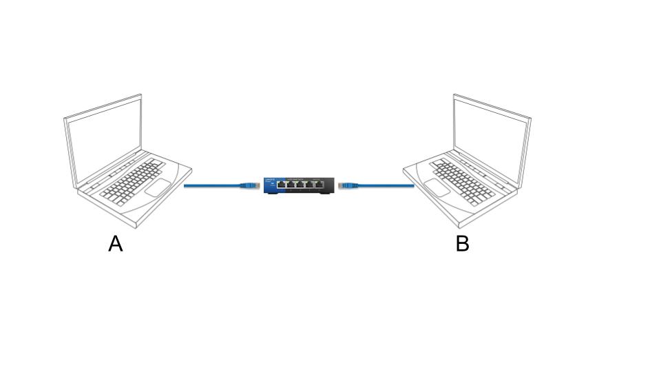 Image of two machines connected via a switch